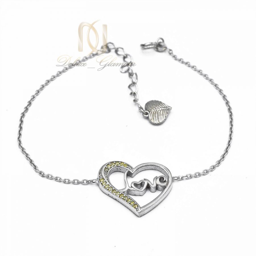 دستبند طرح قلب دخترانه ds-n482 از نمای سفید