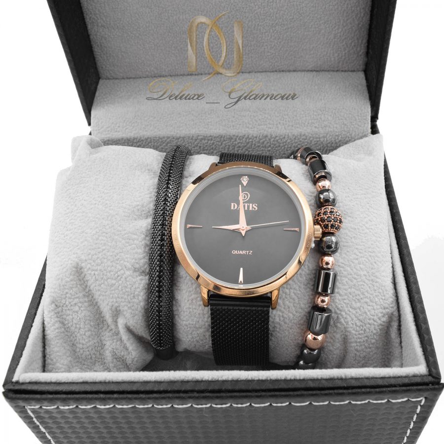 ست ساعت و دستبند زنانه اسپرت مشکی SE-N301 از نمای روبرو