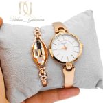 ست ساعت و دستبند زنانه رزگلد جدید se-n300 از نمای روی دست