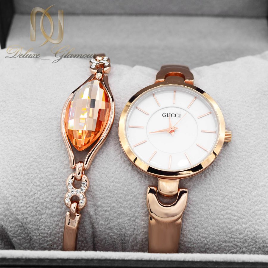 ست ساعت و دستبند زنانه رزگلد جدید se-n300 از نمای روبرو