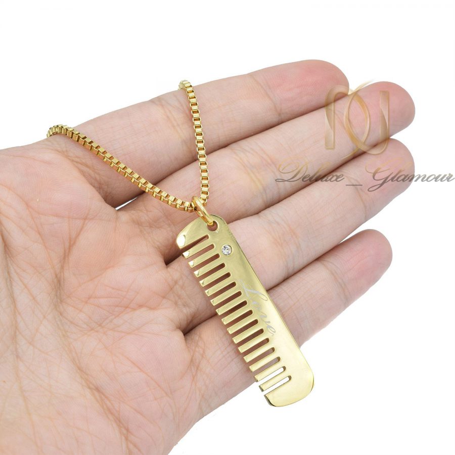 گردنبند شانه استیل طلایی nw-n546 از نمای روی دست