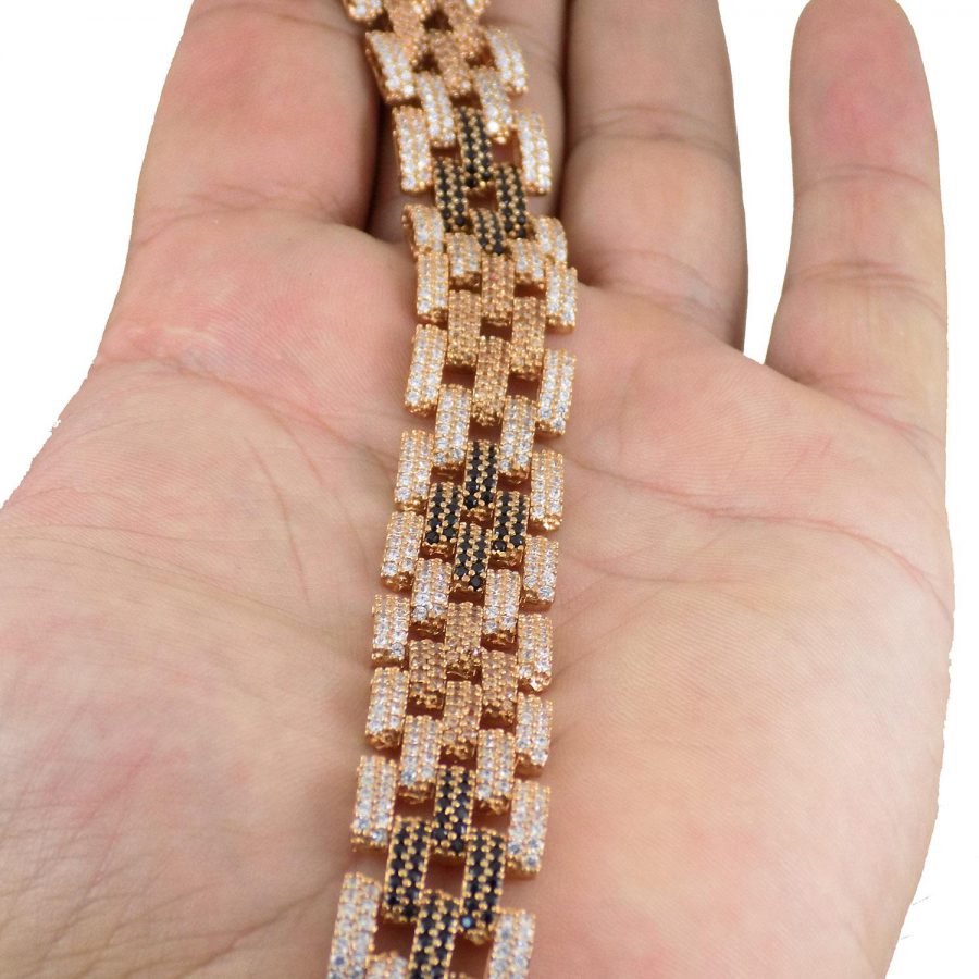 دستبند زنانه نقره رزگلد MA-N103 از نمای روی دست