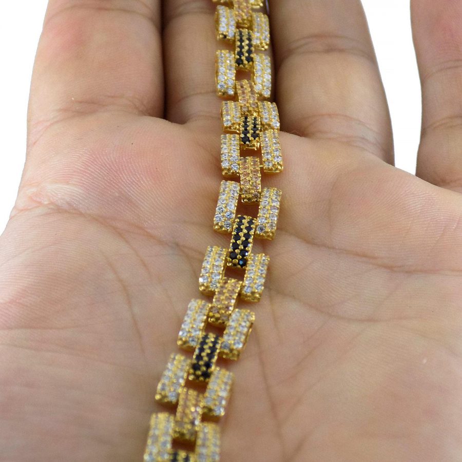 دستبند زنانه نقره طرح طلا ma-n109 از نمای روی دست