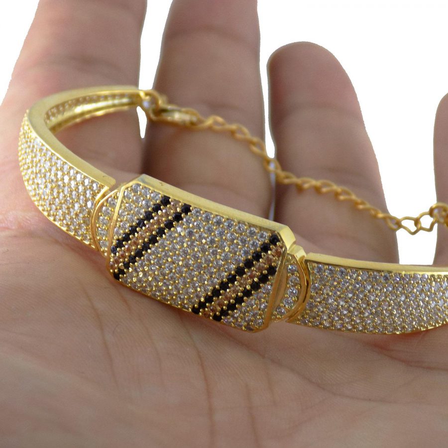 دستبند نقره زنانه طرح طلا ma-n114 از نمای نزدیک