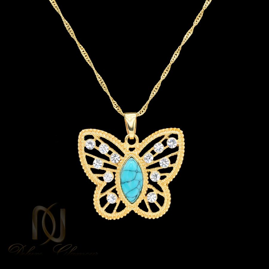 گردنبند زنانه طرح پروانه NW-N579 از نمای مشکی