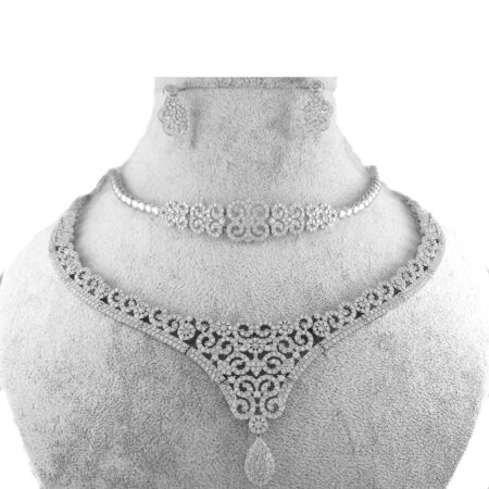 سرویس نقره عروس نگین دار ma-n129 از نمای روبرو