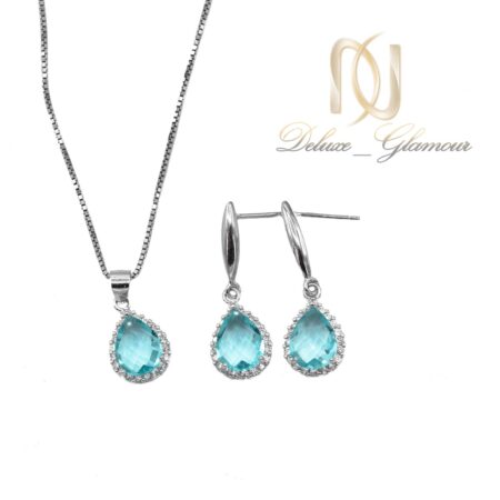 نیم ست نقره سواروسکی طرح اشک ns494