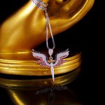 گردنبند دخترانه نقره اصل طرح فرشته ma-n407 از نمای مشکی