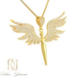 گردنبند نقره 925 طرح فرشته طلایی ma-n411 از نمای روبرو