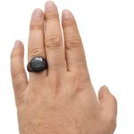 انگشتر مونت بلانک مردانه مشکی استیل rg-n497 از نمای روی دست