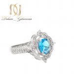 انگشتر نقره زنانه نگین آبی جواهری rg-n496 از نمای پایین