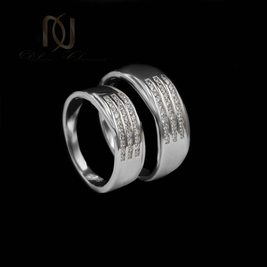 حلقه ست نامزدی نقره عیار 925 اصل er-n493 از نمای مشکی