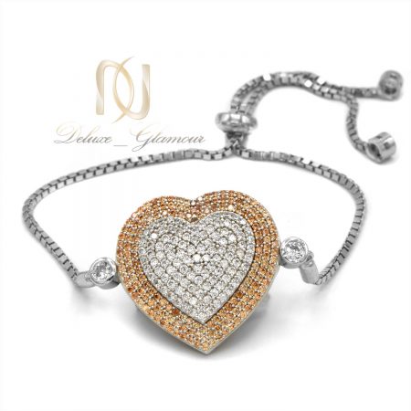 دستبند نقره دخترانه طرح قلب ds-n588 از نمای سفید