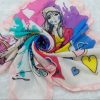 روسری نخی بچگانه نقاشی صورتی پاستیلی از نمای بالا