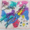 روسری نخی بچگانه نقاشی صورتی پاستیلی از نمای کلی