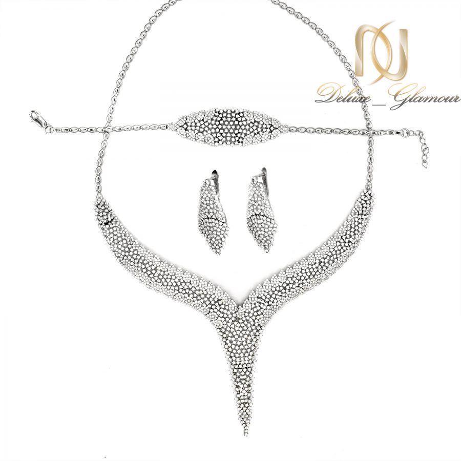 سرویس عروس نقره پرنگین جواهری ns-n525 از نمای سفید