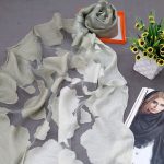 شال نخ ویسکوز طیفی شیشه ای خاکستری از نمای روبرو