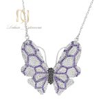 گردنبند زنانه نقره طرح پروانه nw-n662 از نمای سفید