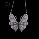 گردنبند زنانه نقره طرح پروانه nw-n662 از نمای مشکی