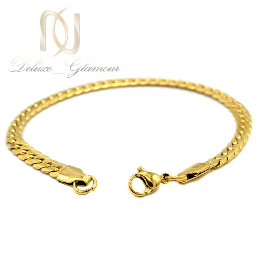 دستبند مردانه استیل طلایی زنجیری ds-n592 از نمای پشت