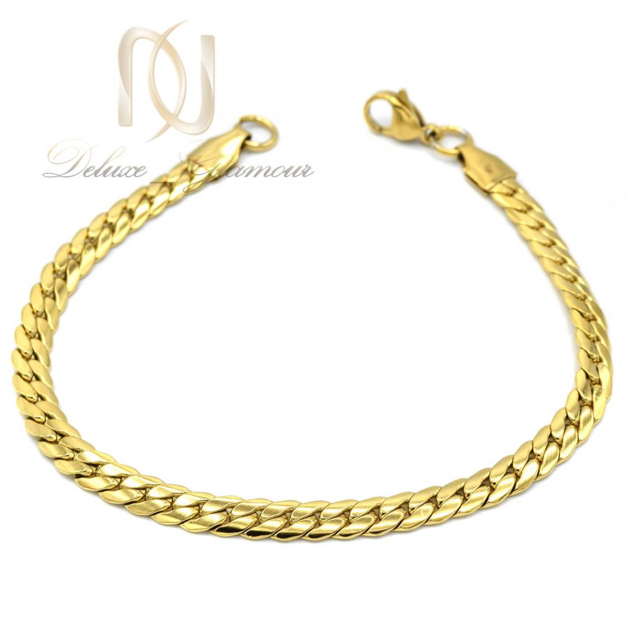 دستبند مردانه استیل طلایی زنجیری ds-n592 از نمای سفید