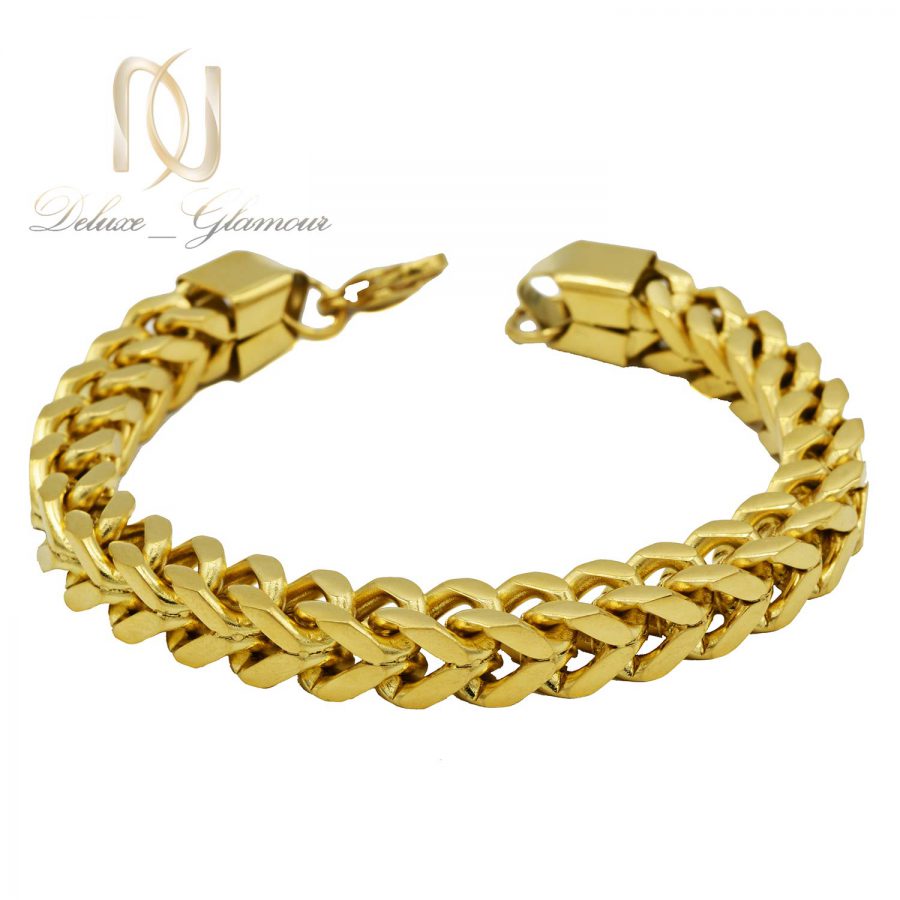 دستبند مردانه زنجیری طلایی ds-n591 از نمای سفید
