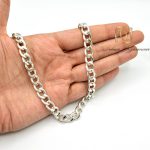 زنجیر نقره مردانه طرح کورب nw-n703 از نمای روی دست