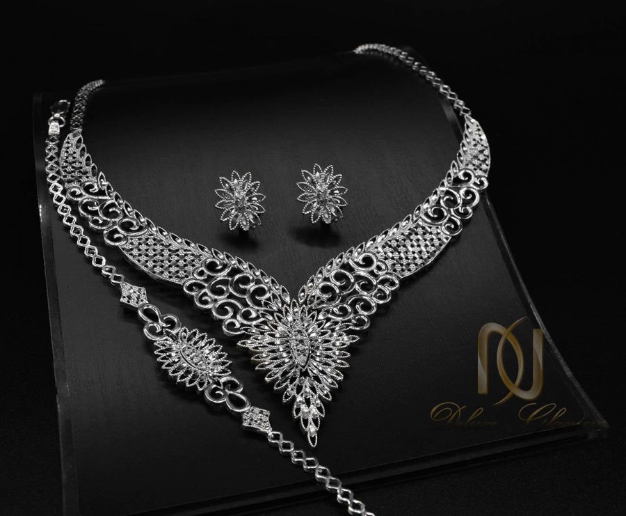 سرویس تراش نقره عیار 925 مشابه طلا se-n552 روی مشکی