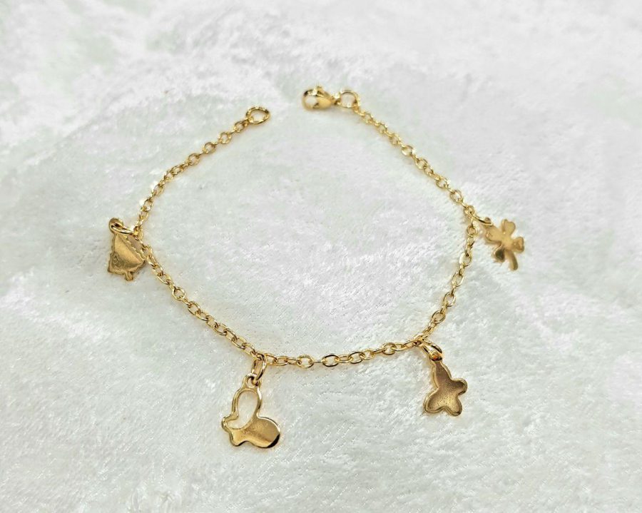 دستبند دخترانه استیل طلایی ba-n159 از نمای بالا