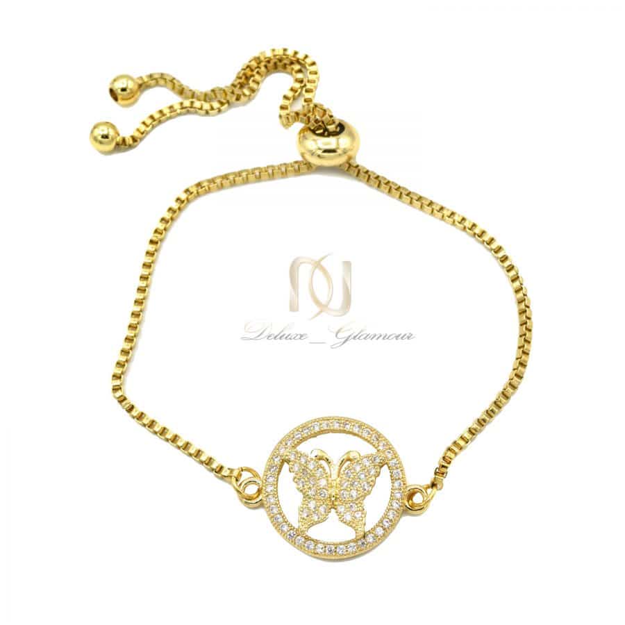 دستبند دخترانه طلایی طرح پروانه ds-n628 از نمای سفید