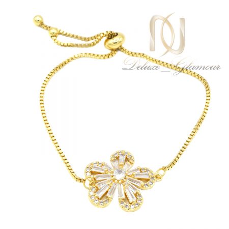 دستبند گل استیل دخترانه طلایی ds-n631 از نمای سفید