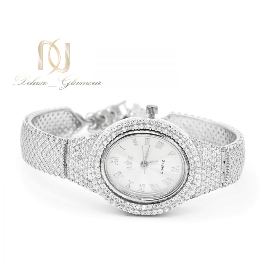 ساعت زنانه نقره اصل 925 جواهری sh-n197 از نمای سفید