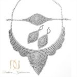 سرویس نقره زنانه پر نگین جدید ns-n646 از نمای سفید