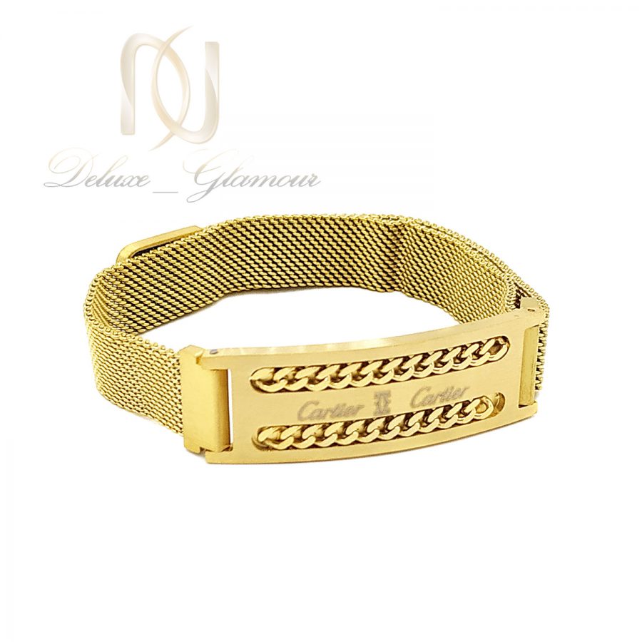 دستبند پسرانه کارتیه حصیری طلایی ds-n656 از نمای سفید