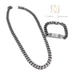 گردنبند و دستبند مردانه استیل کارتیه ns-n663 از نمای سفید