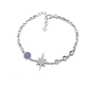 دستبند نقره دخترانه طرح ستاره ds-n658 از نمای سفید