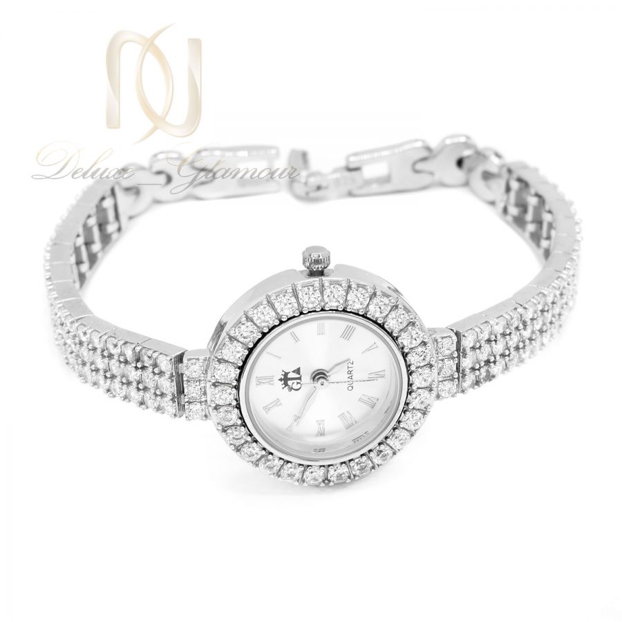 ساعت نقره جواهری زنانه نگین دار WH-N205 از نمای سفید