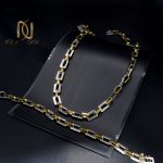 ست دستبند و گردنبند مردانه زنجیری ns-n709 از نمای مشکی