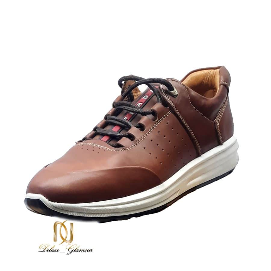کفش چرم مردانه قهوه ای جدید sh-n166 از نمای سفید