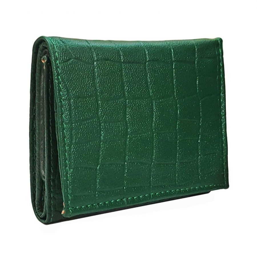 کیف پول جیبی چرم طبیعی سبز رنگ LE-N107 از نمای روبرو