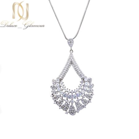 گردنبند زنانه نقره اصل طرح طلا سفید bz-n104