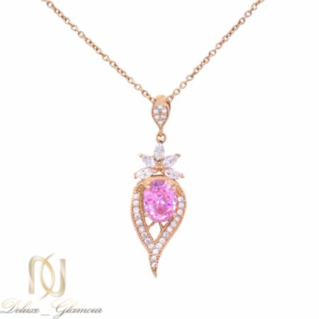 گردنبند نقره زنانه جواهری نگین صورتی ma-n518