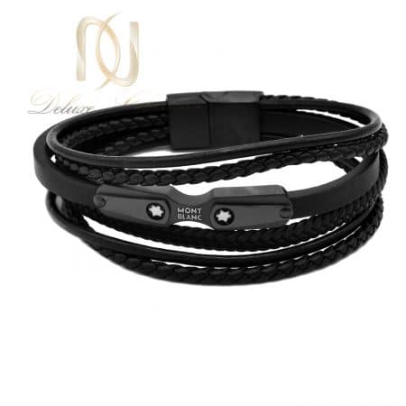 دستبند مردانه چرم مونت بلانک مشکی DS-N763