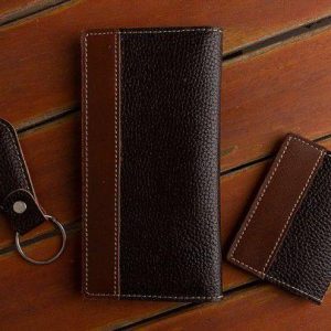 ست هدیه 3 تکه مردانه تمام چرم طبیعی کد NL005