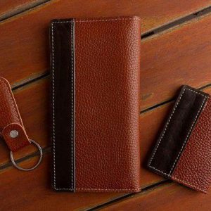ست هدیه 3 تکه مردانه تمام چرم طبیعی کد NL005