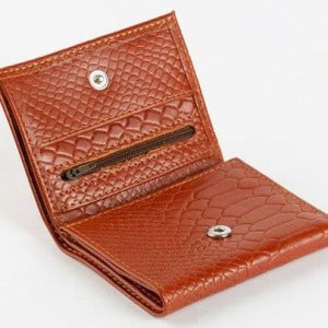 کیف پول دخترانه چرم طبیعی قهوه ای