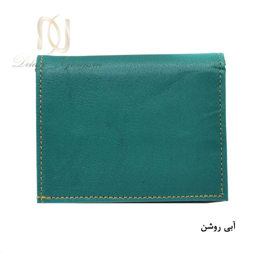 کیف پول دخترانه چرم طبیعی آبی روشن