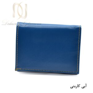 کیف پول دخترانه چرم طبیعی آبی کاربنی