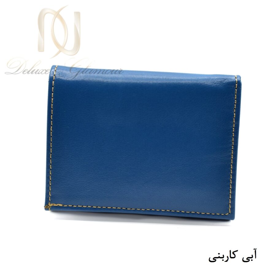 کیف پول دخترانه چرم طبیعی آبی کاربنی