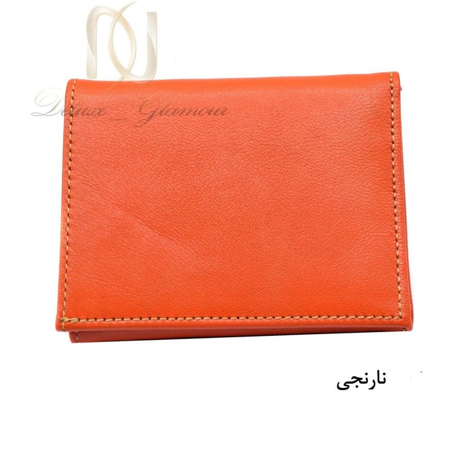 کیف پول دخترانه چرم طبیعی نارنجی